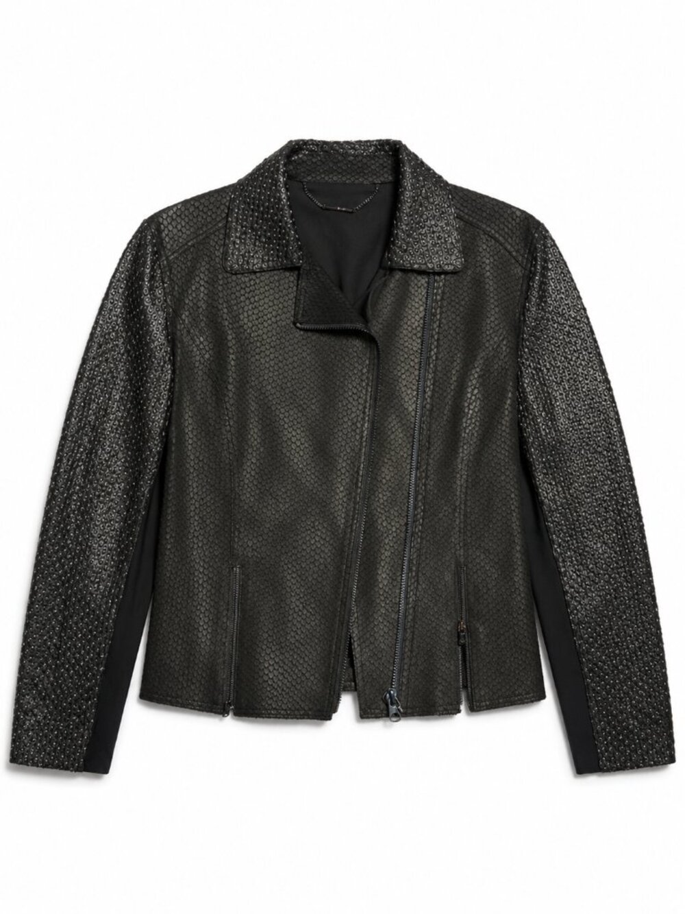 Elie Tahari Mae Black 100% Lamb Leather Motorcycle Jacket Women's